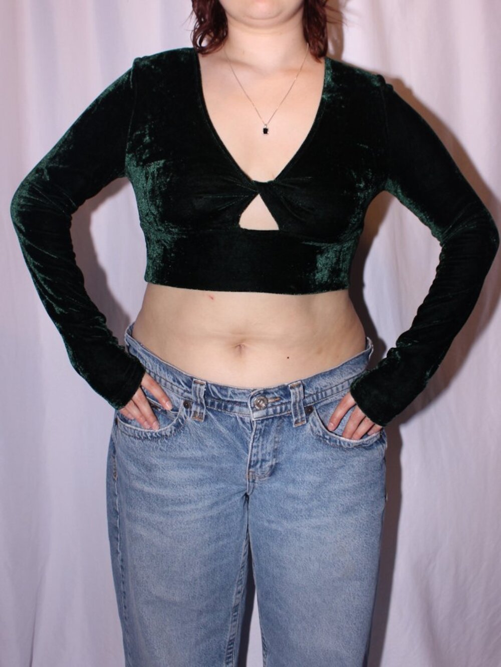 Renamed emerald green velvet top